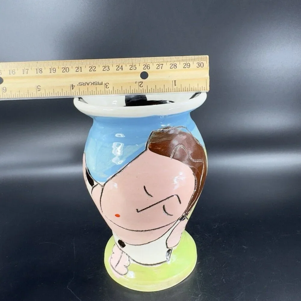 Sandra Magsamen Art Pottery Vase‎ Laugh Out Loud and Laugh Often Artist Signed